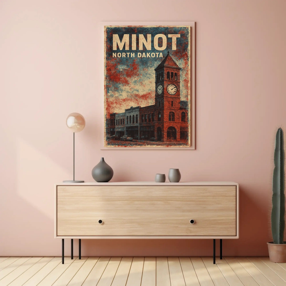Minot North Dakota Scenic Vintage Travel Wanderlust Poster