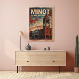 Minot North Dakota Scenic Vintage Travel Wanderlust Poster