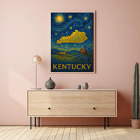 Kentucky Horse and Starry Night Artistic Poster