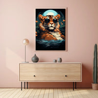 Tiger in Sunglasses Moonlit Jungle Animal Poster