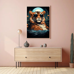 Tiger in Sunglasses Moonlit Jungle Animal Poster
