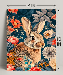 Whimsical Rabbit & Floral Harmony Animal Poster