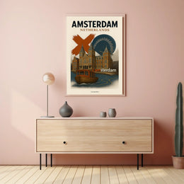 Amsterdam Netherlands Travel Poster