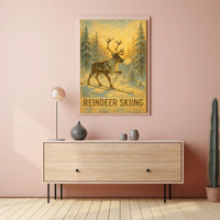 Reindeer Skiing Adventure Poster