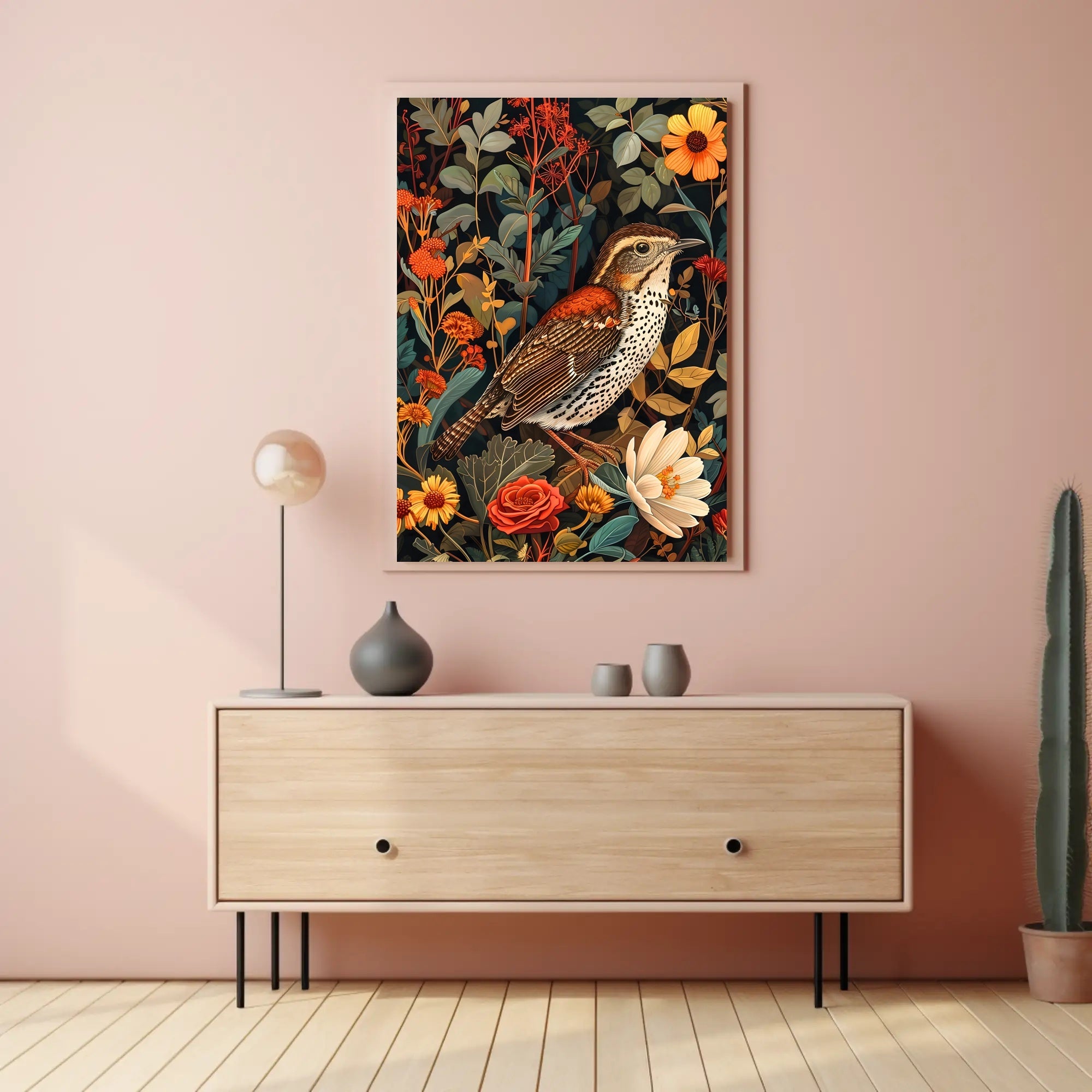 Nature's Harmony Wall Art Print with Bird Design