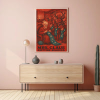 Mrs. Claus Knitting Scarves Poster