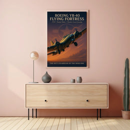 Boeing YB-40 WWII Bomber Vintage Art Poster
