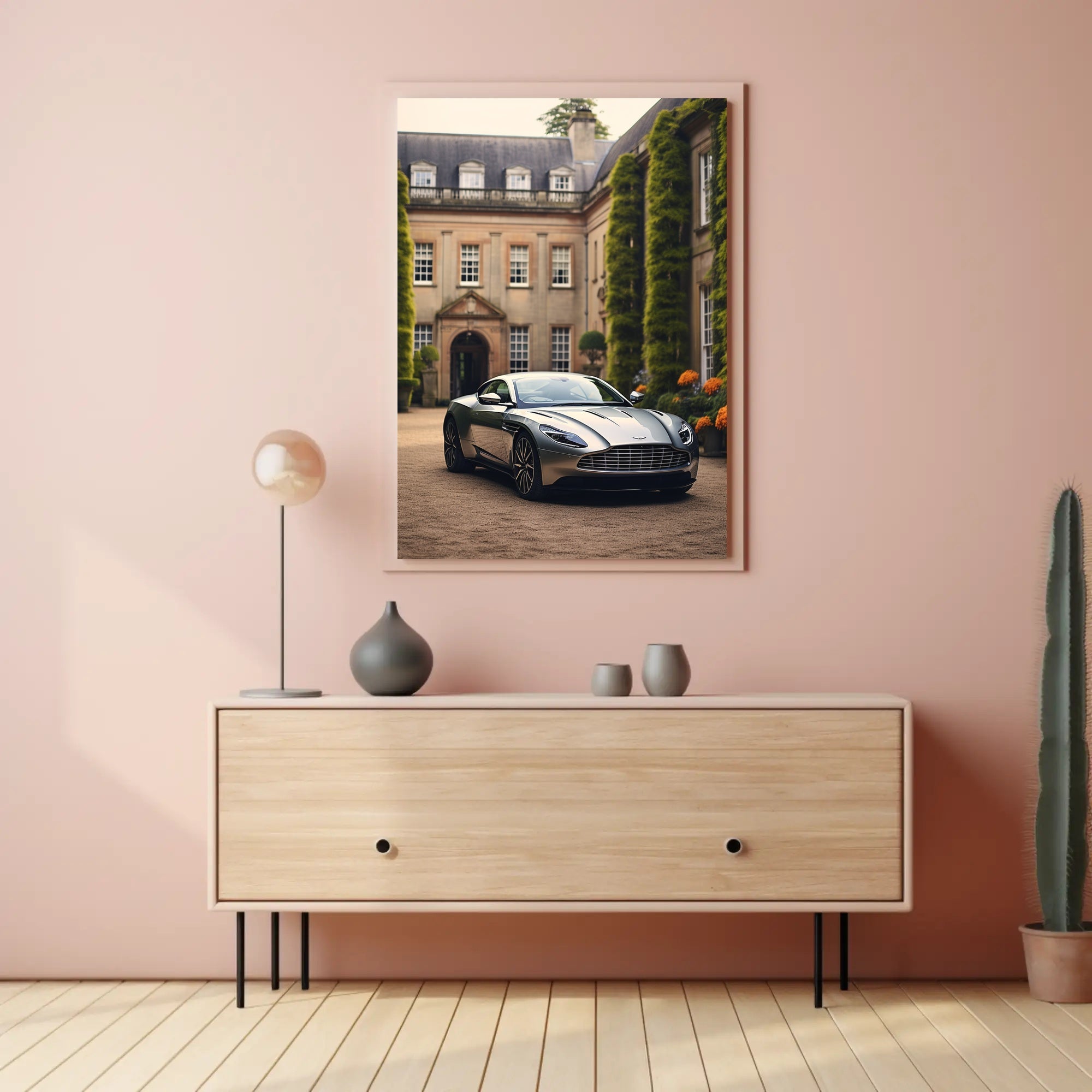 Luxury Sports Car Mansion Elegance Artistic Poster