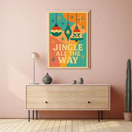 Festive Christmas Ornaments Retro Design Abstract Artistic Poster