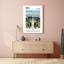 Haifa Skyline with Bahá'í Gardens Urban or Cityscape Poster PosterGoat