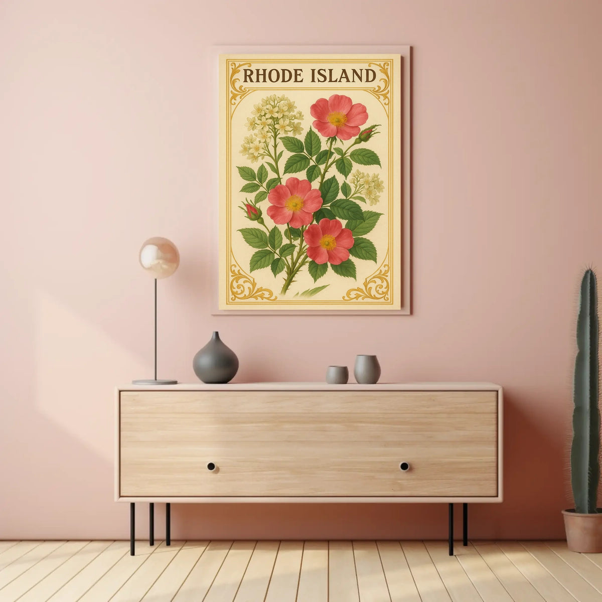 Rhode Island Floral Poster