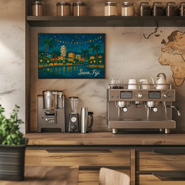 Suva, Fiji Nighttime Cityscape Poster