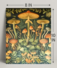 Mushroom Wonderland in Vintage Botanical Illustration Educational Poster