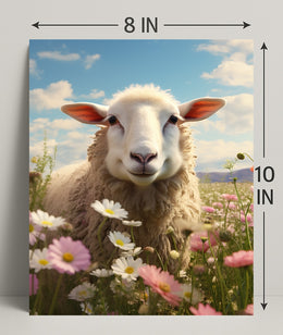Serene Sheep In Bloom Poster PosterGoat