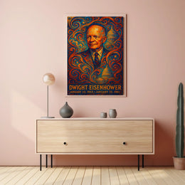 Dwight Eisenhower WWII Era Art Deco Patriotic Poster