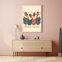 patriotic chickens standing side by side Poster