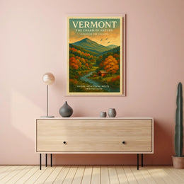 Vermont Autumn Landscape Travel Poster