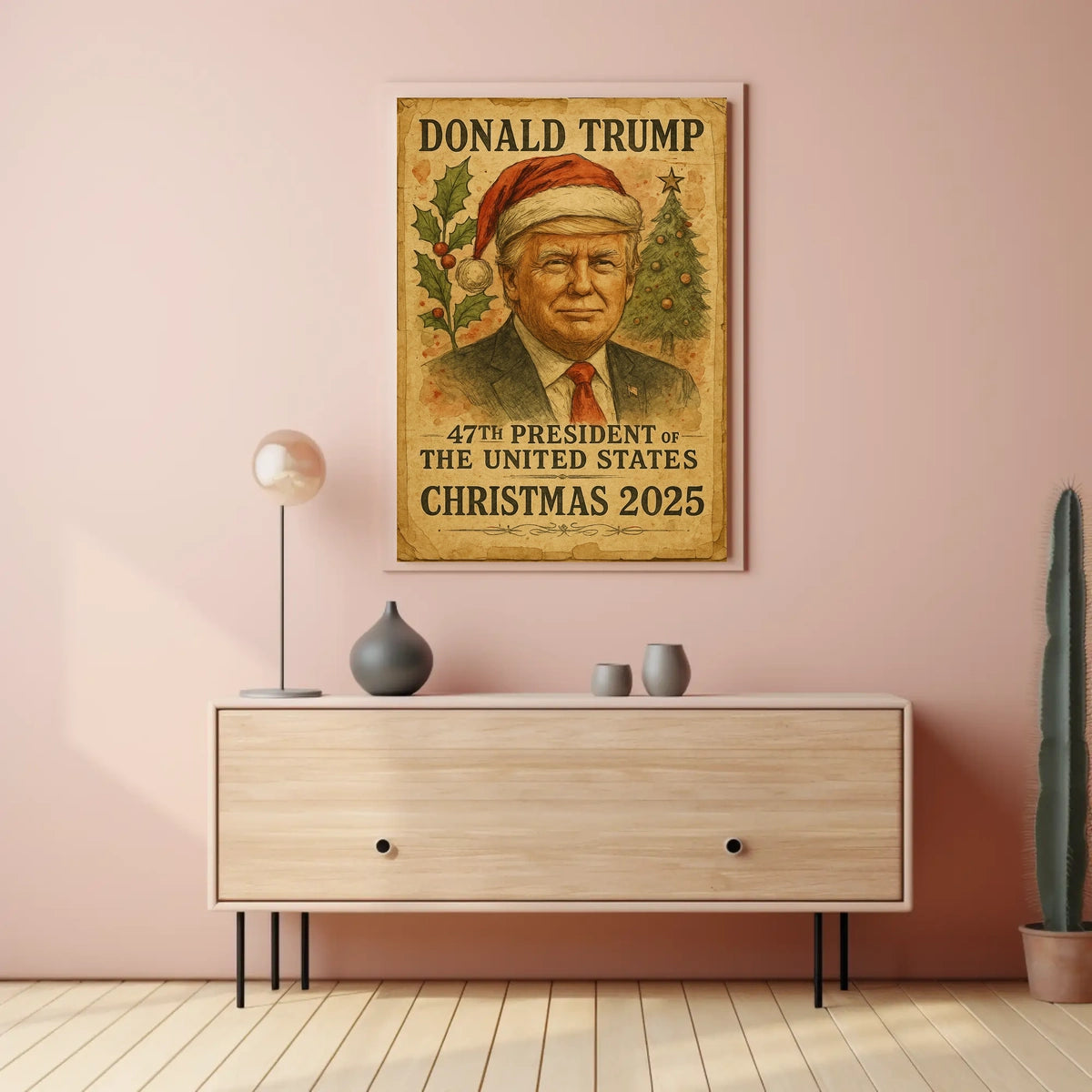 Santa Hat Trump Christmas Theme Political Poster