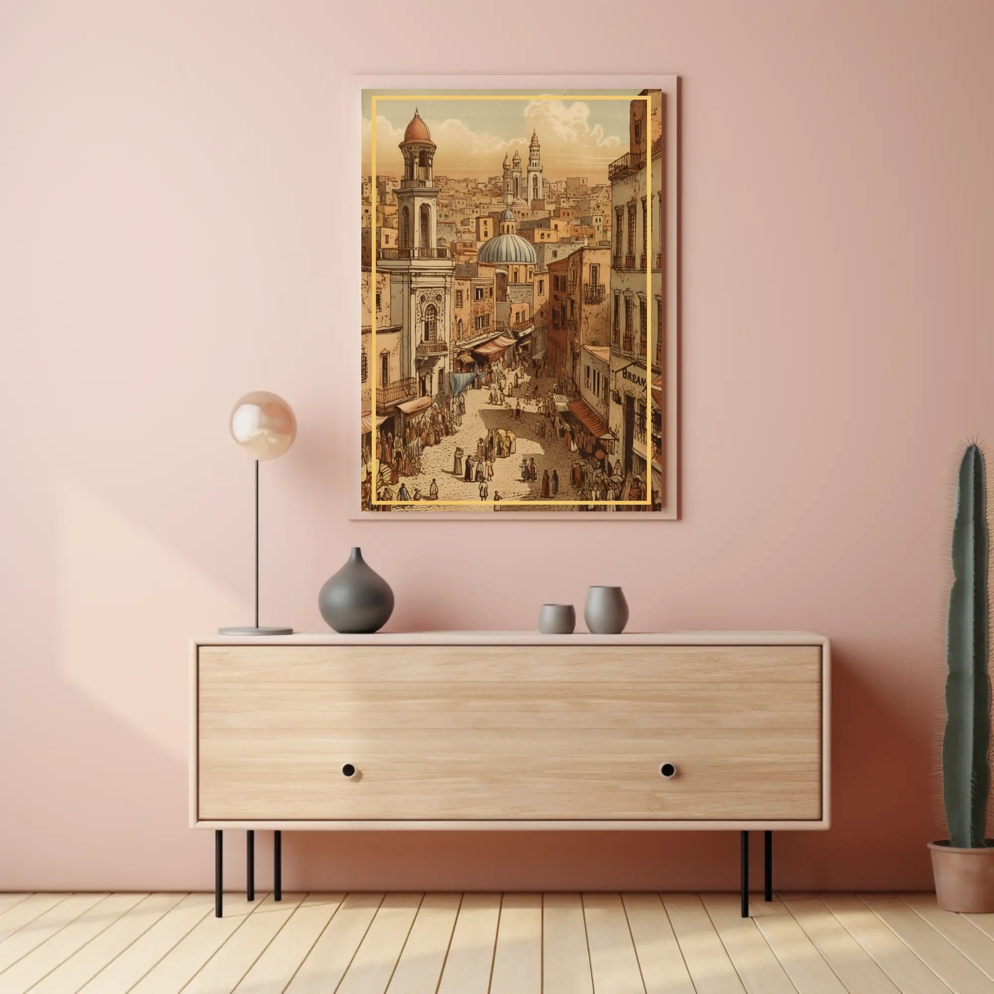 Bustling Market Street Poster