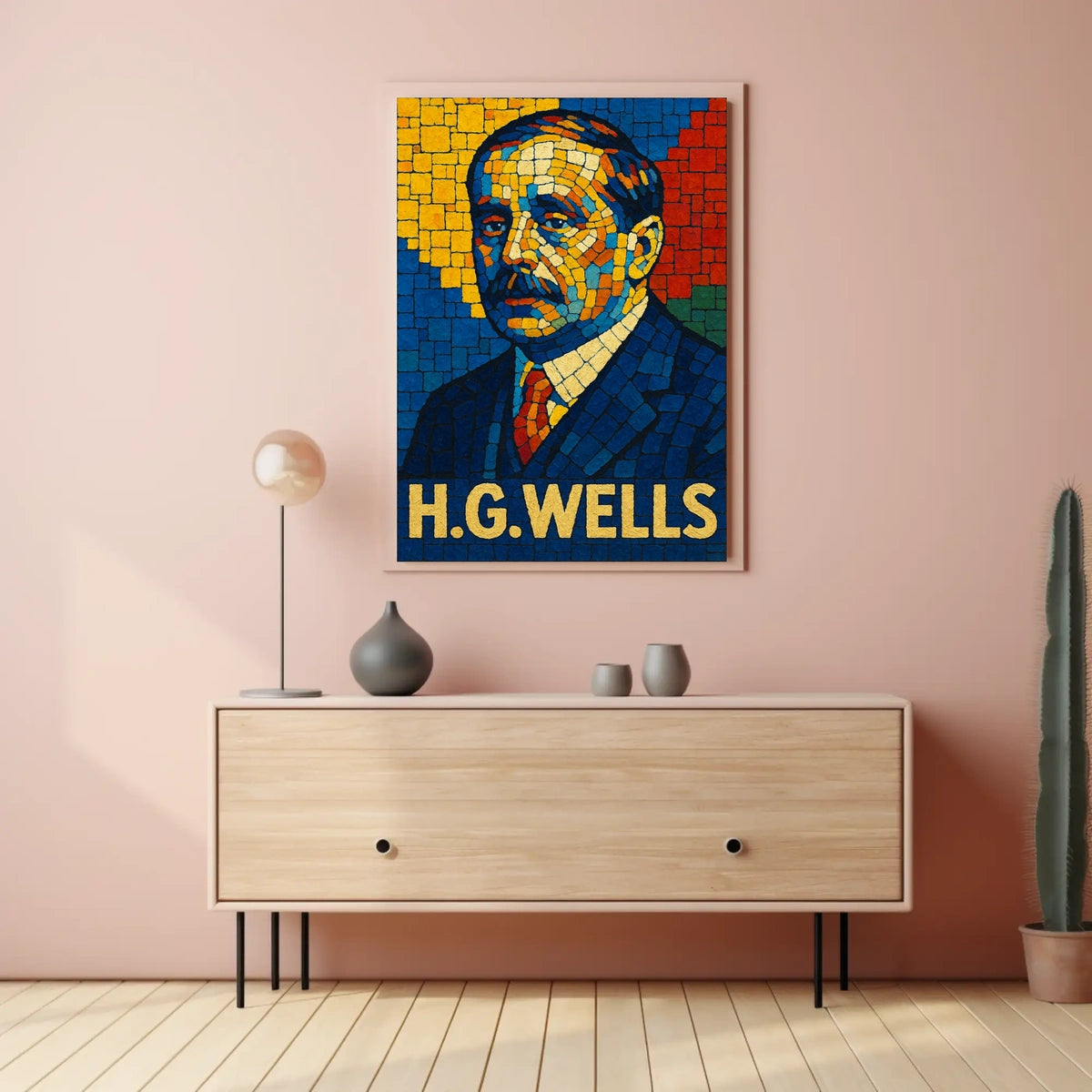 H.G. Wells Mosaic Portrait Poster