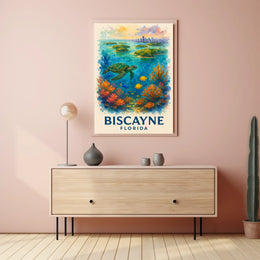 Biscayne Marine Life Watercolor Poster: Florida's Beauty