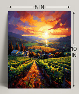 Sunset Over The Vineyard Poster