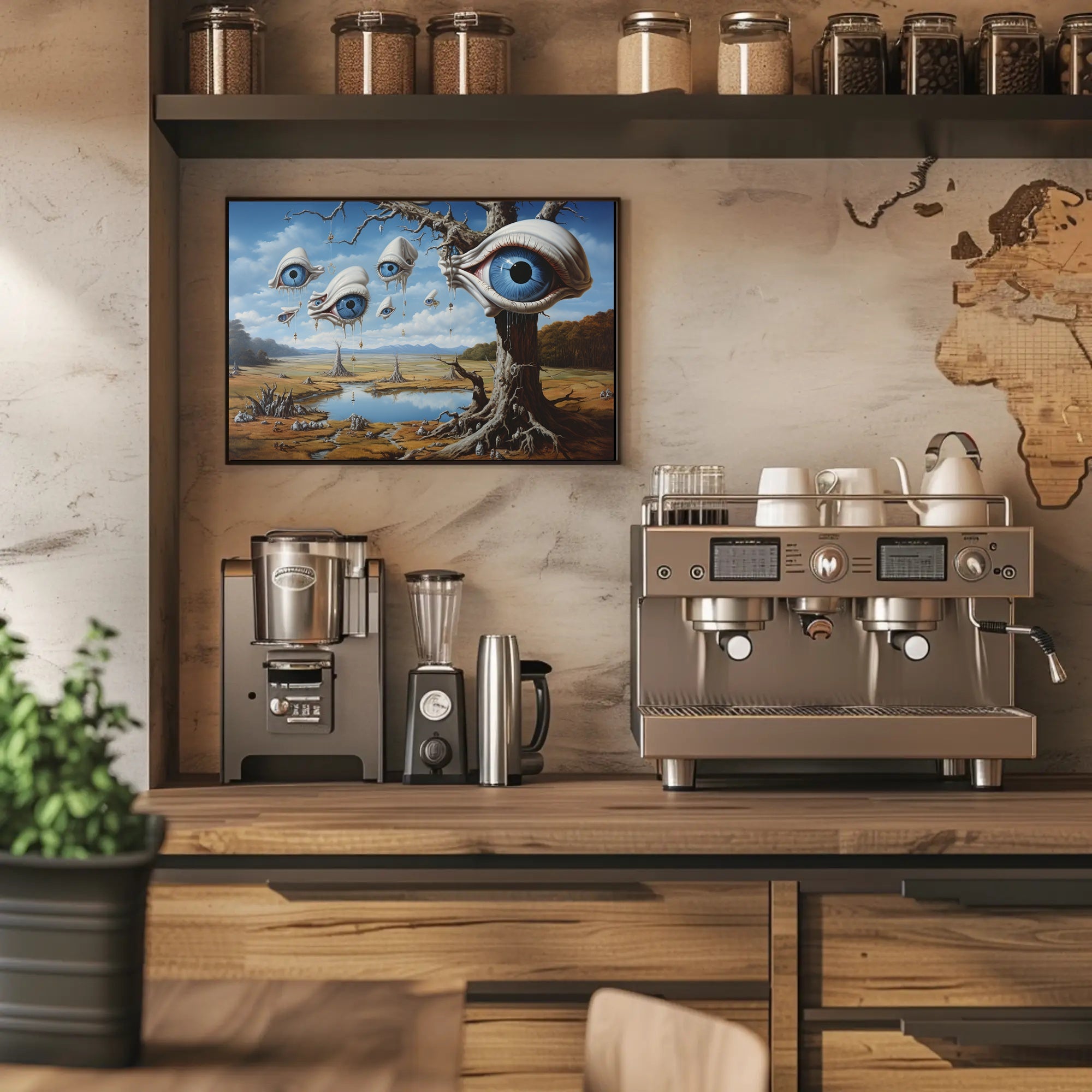Surreal Landscape with Eyes: Abstract or Artistic Poster