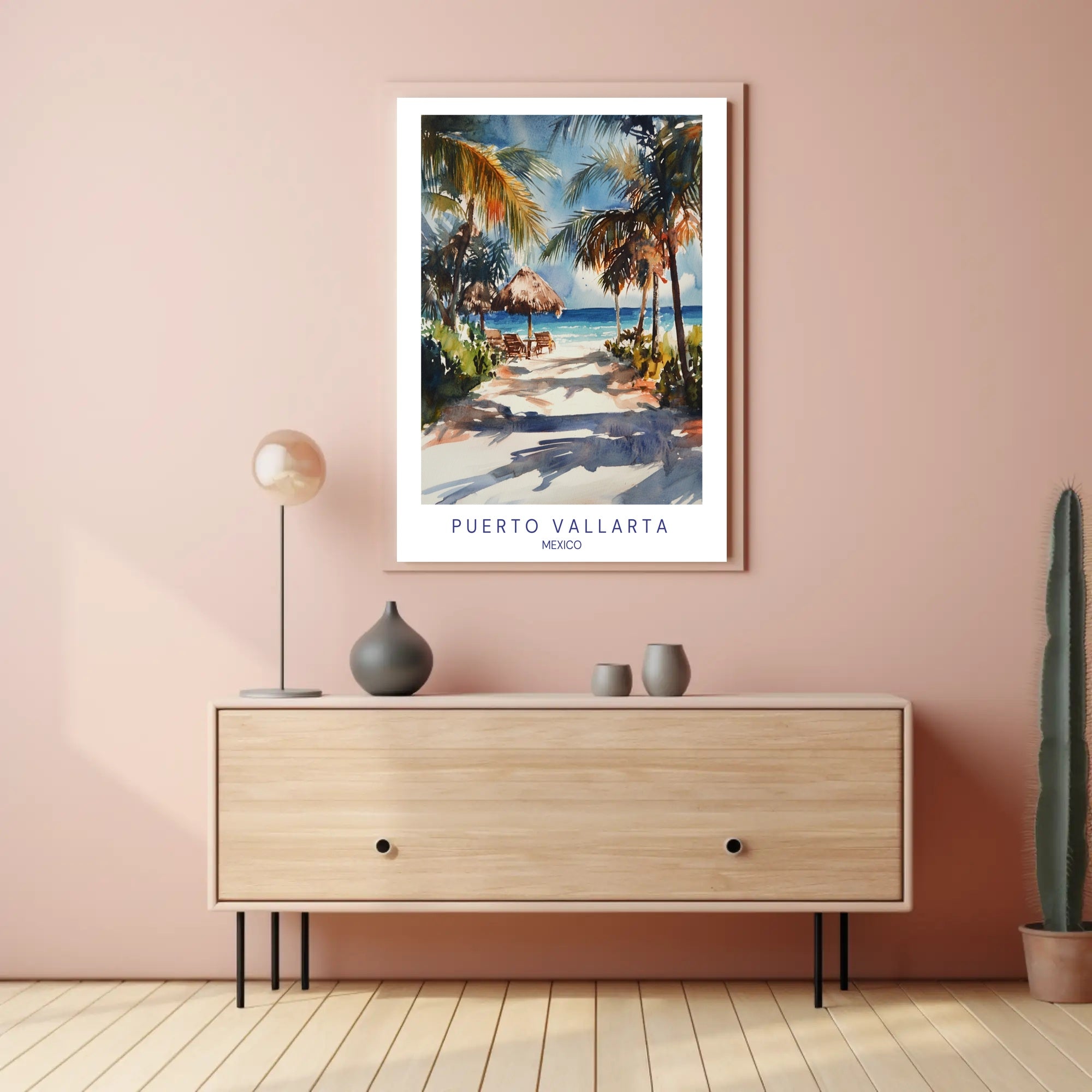 Tropical Beach Watercolor Art Travel Poster PosterGoat