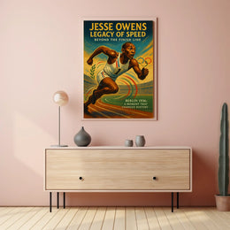 Jesse Owens Triumph 1936 Olympics Vintage Art Poster