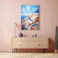 Santorini Coastal Art Print with Mediterranean Flair - Travel Poster