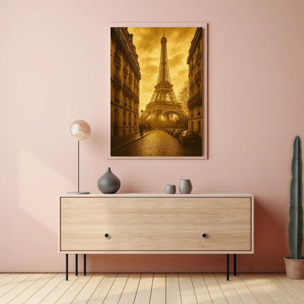 Parisian Romance: Vintage Eiffel Tower Urban Cityscape Poster