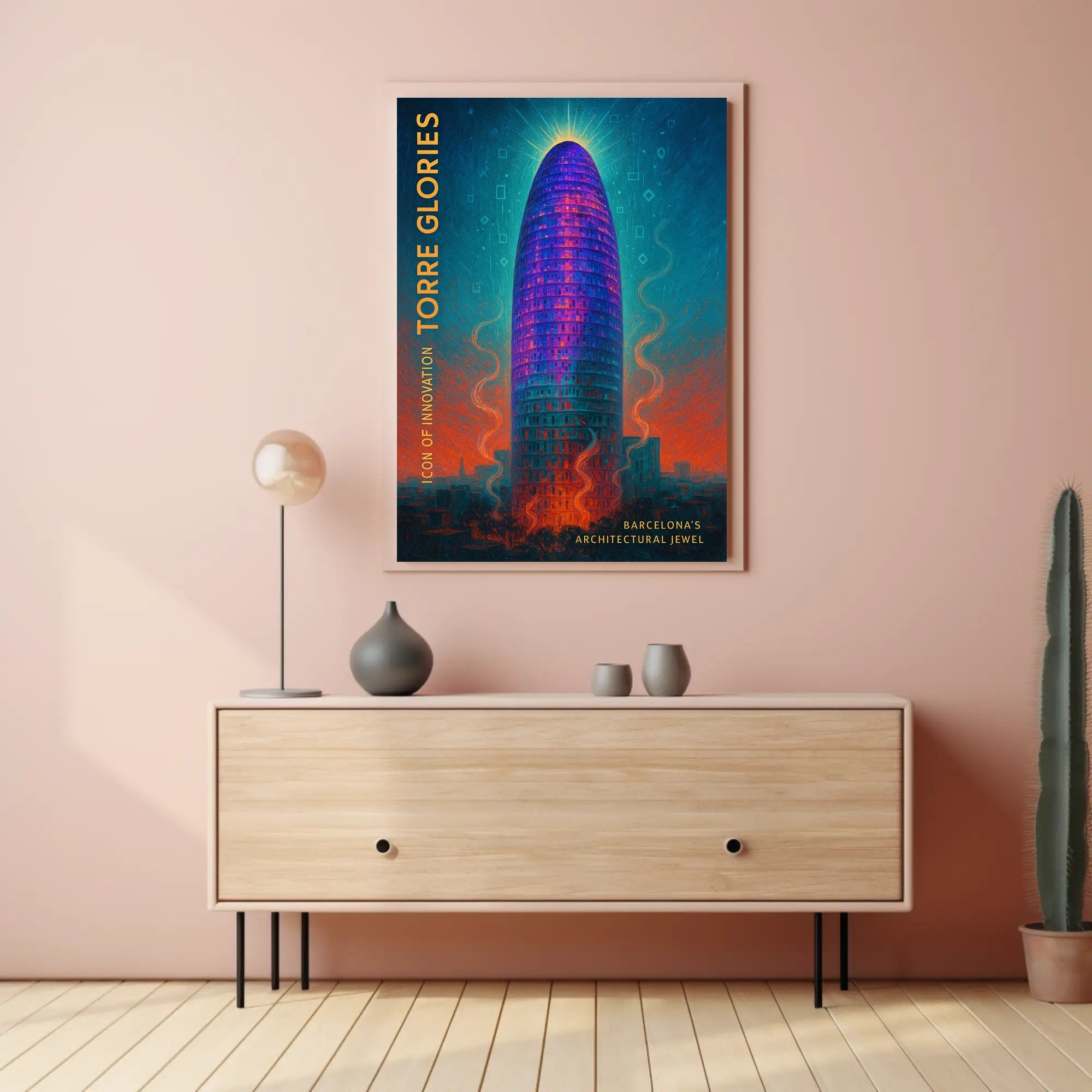 Barcelona Torre Glòries Urban Marvel Cityscape Poster