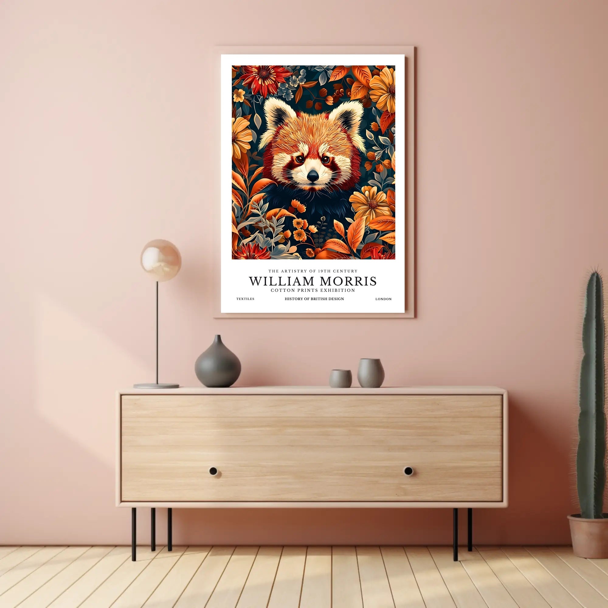 Vibrant Red Panda Nature Illustration Artistic Poster