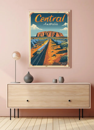 Uluru Australia Vintage Travel Adventure Poster