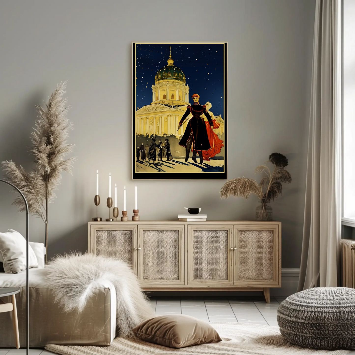 Cathedral Square Berlin Winter Night Scene Travel Poster