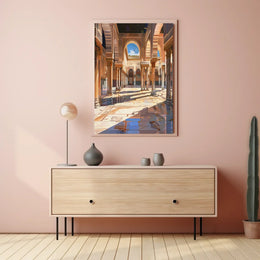 Ornate Moorish Architecture Poster: Alhambra-Inspired Art Print