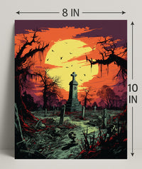 Eerie Graveyard At Dusk Poster