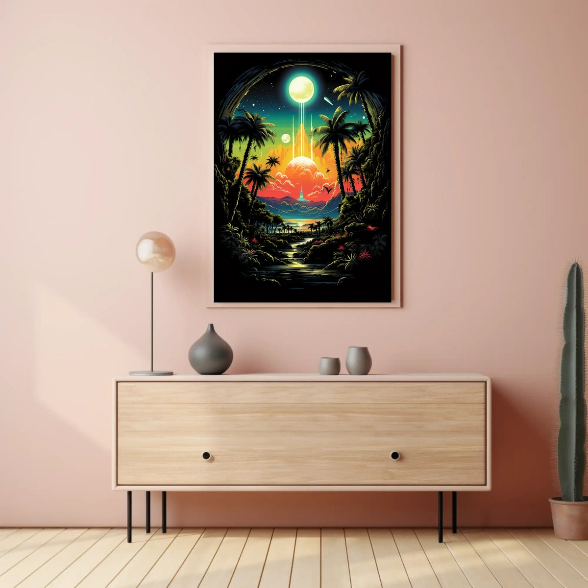 Surreal Cosmic Jungle Landscape Poster Art