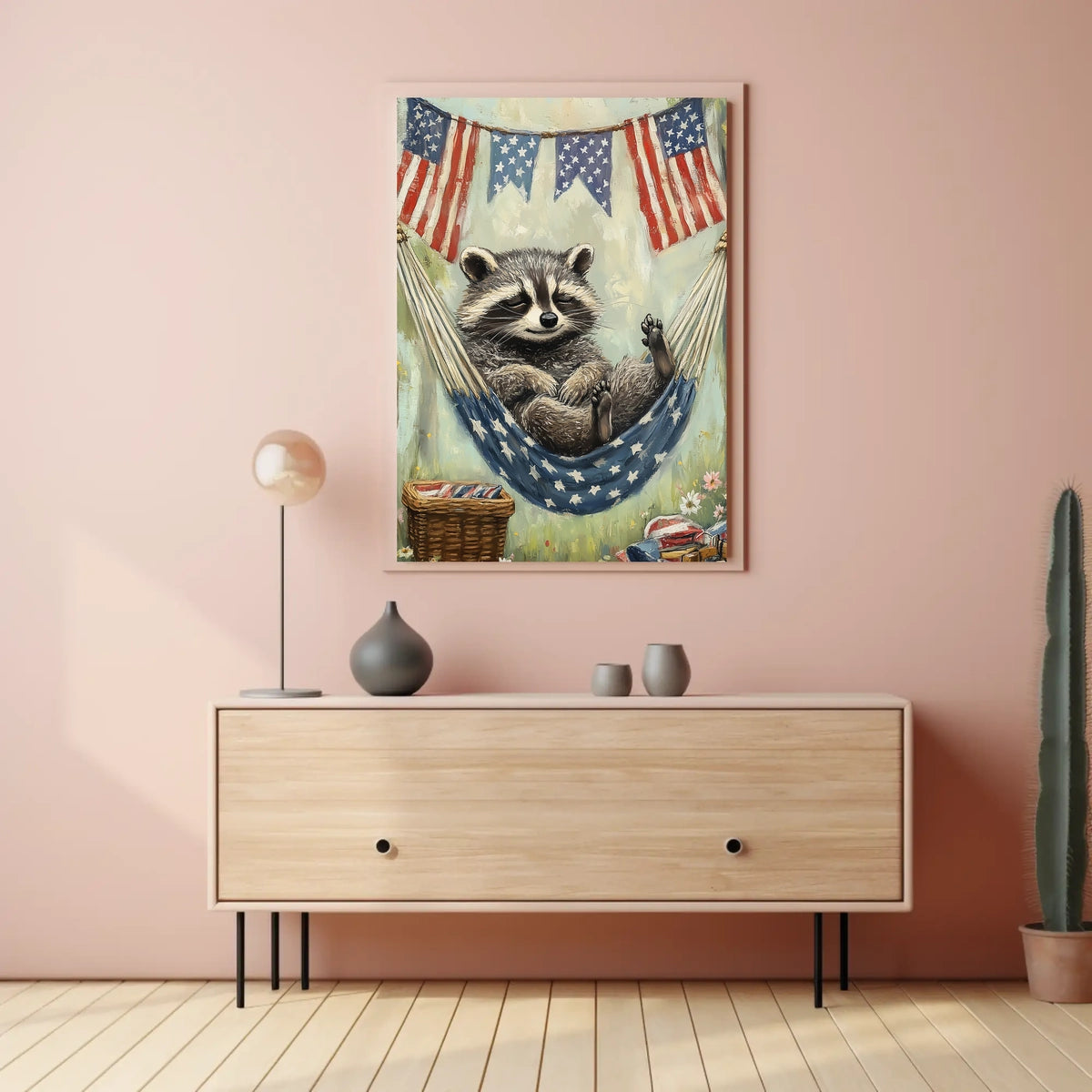 raccoon lounging in a hammock Poster