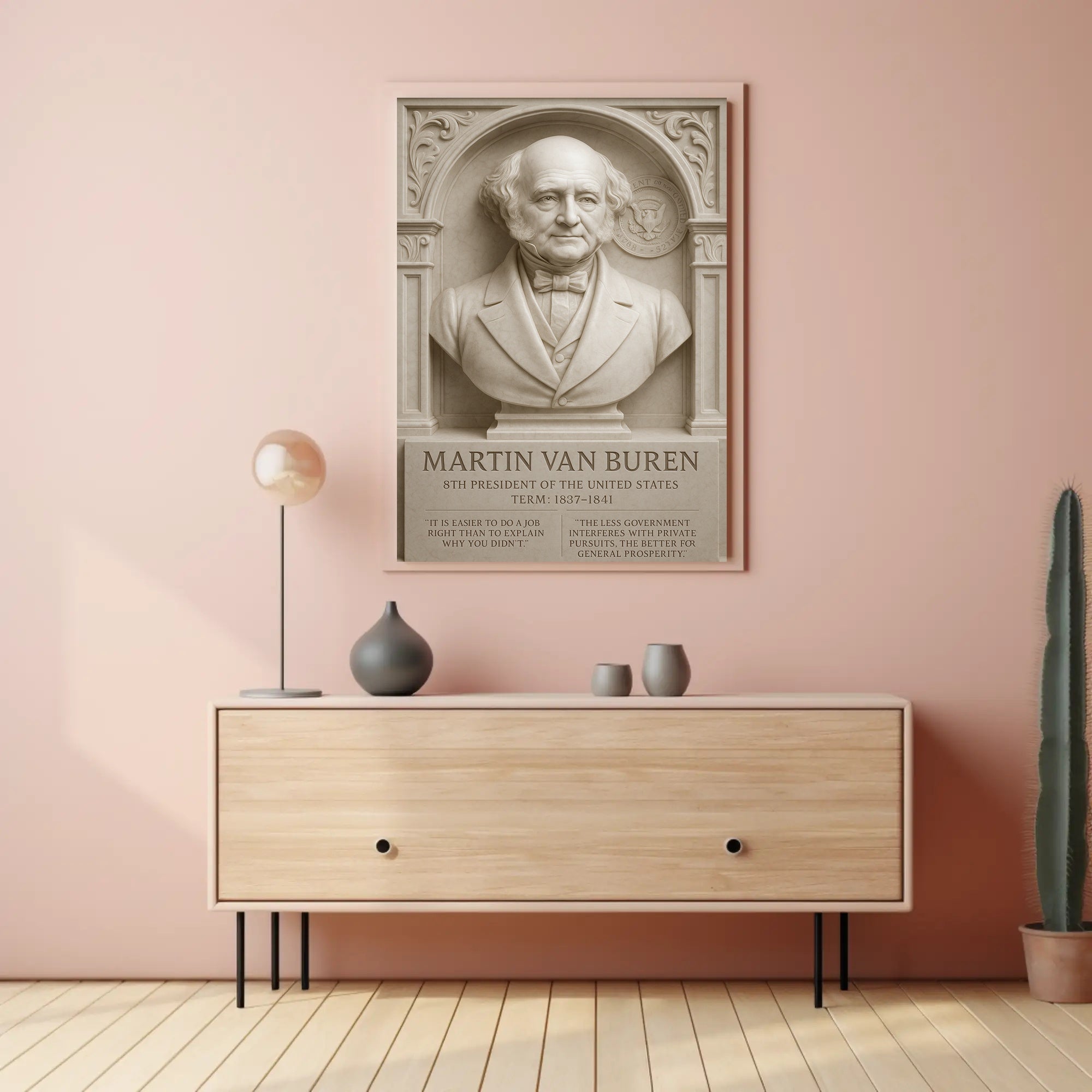 Martin Van Buren Bust Vintage Historical Presidential Poster
