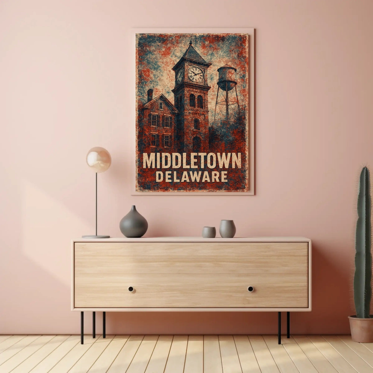 Middletown Americana Vintage Cityscape Poster