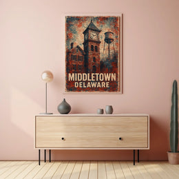 Middletown Americana Vintage Cityscape Poster