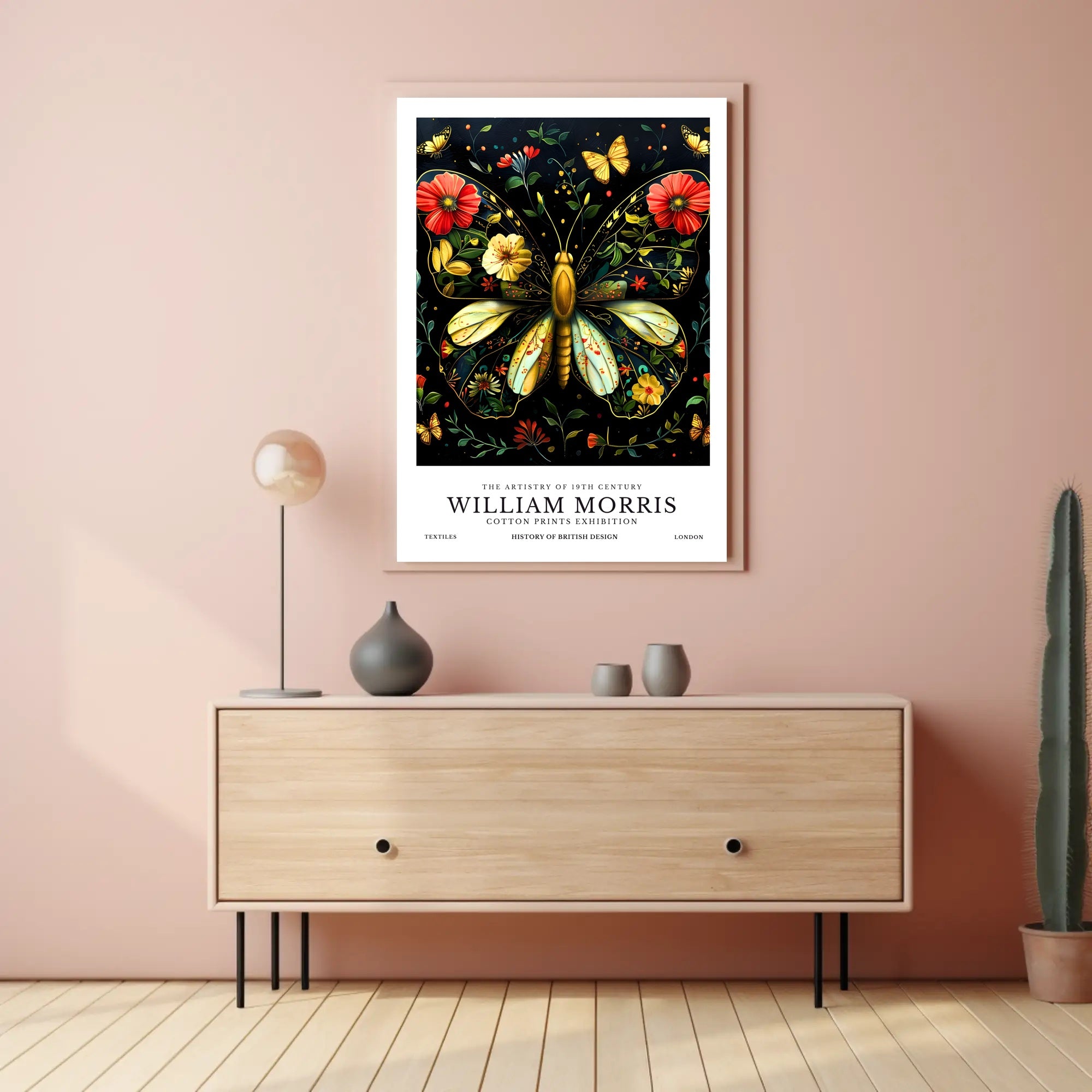 William Morris Butterfly Design Artistic Poster
