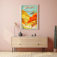 Yunoyama Onsen Travel Poster Celebrates Japanese Autumn Scenery