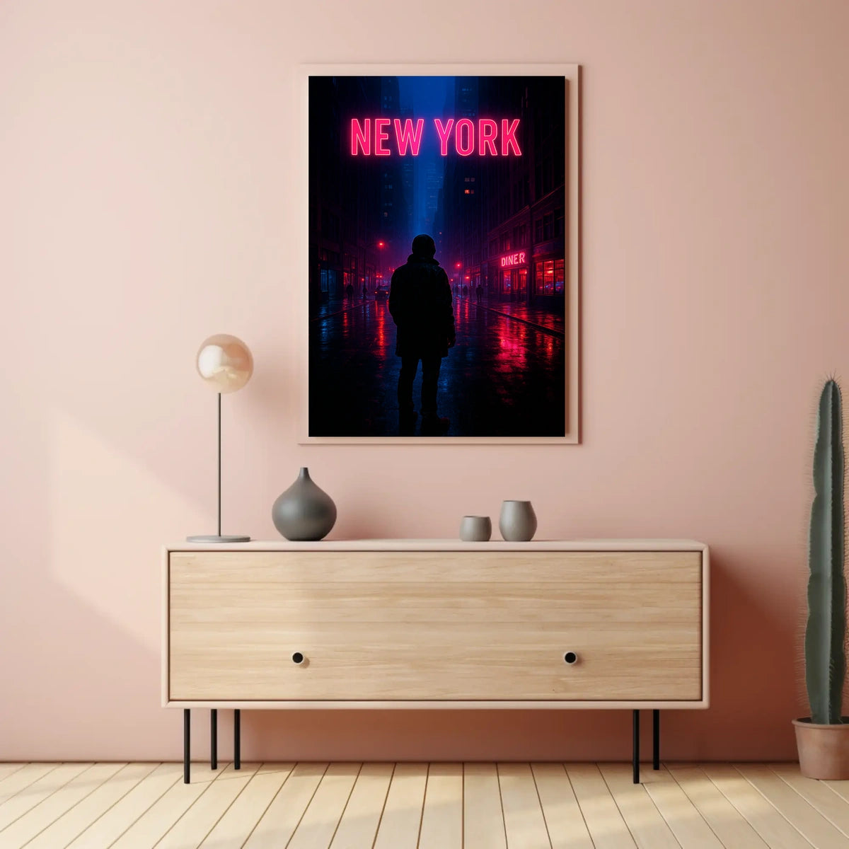 Neon Nights In New York Poster