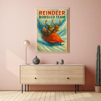 Reindeer Bobsled Team: Festive Fun Sports Poster