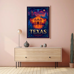 Texas Heritage Poster Vintage Travel Wall Art
