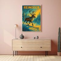 Reindeer On Skis Poster
