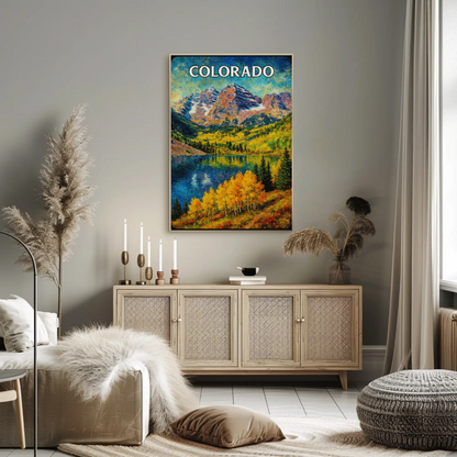 Colorado Fall Landscape Mountain Lake Travel Poster