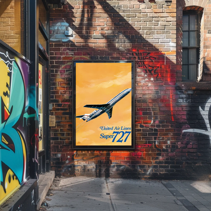 United Airlines Super 727 Vintage Poster